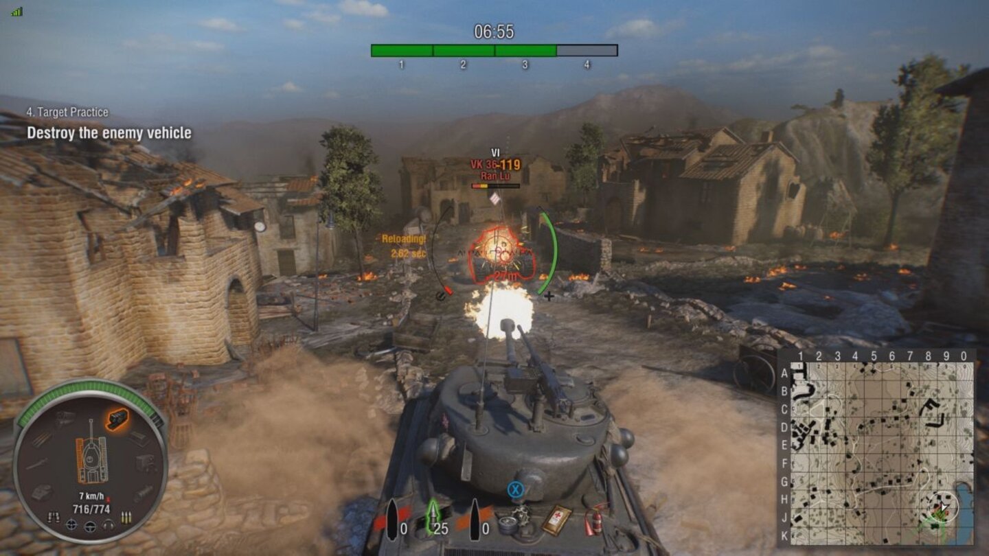 World of Tanks: Xbox One EditionHaben wir alle Gegner ausgeschaltet oder ist das Zeitlimit von 15 Minuten erreicht, endet das Training.
