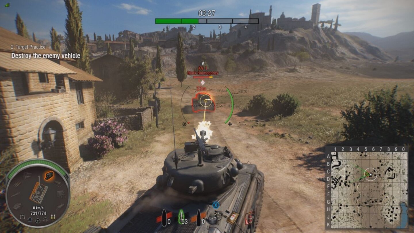 World of Tanks: Xbox One EditionIdeal für Einsteiger: Im Target-Practice-Modus schießen die KI-Gegner nicht zurück.