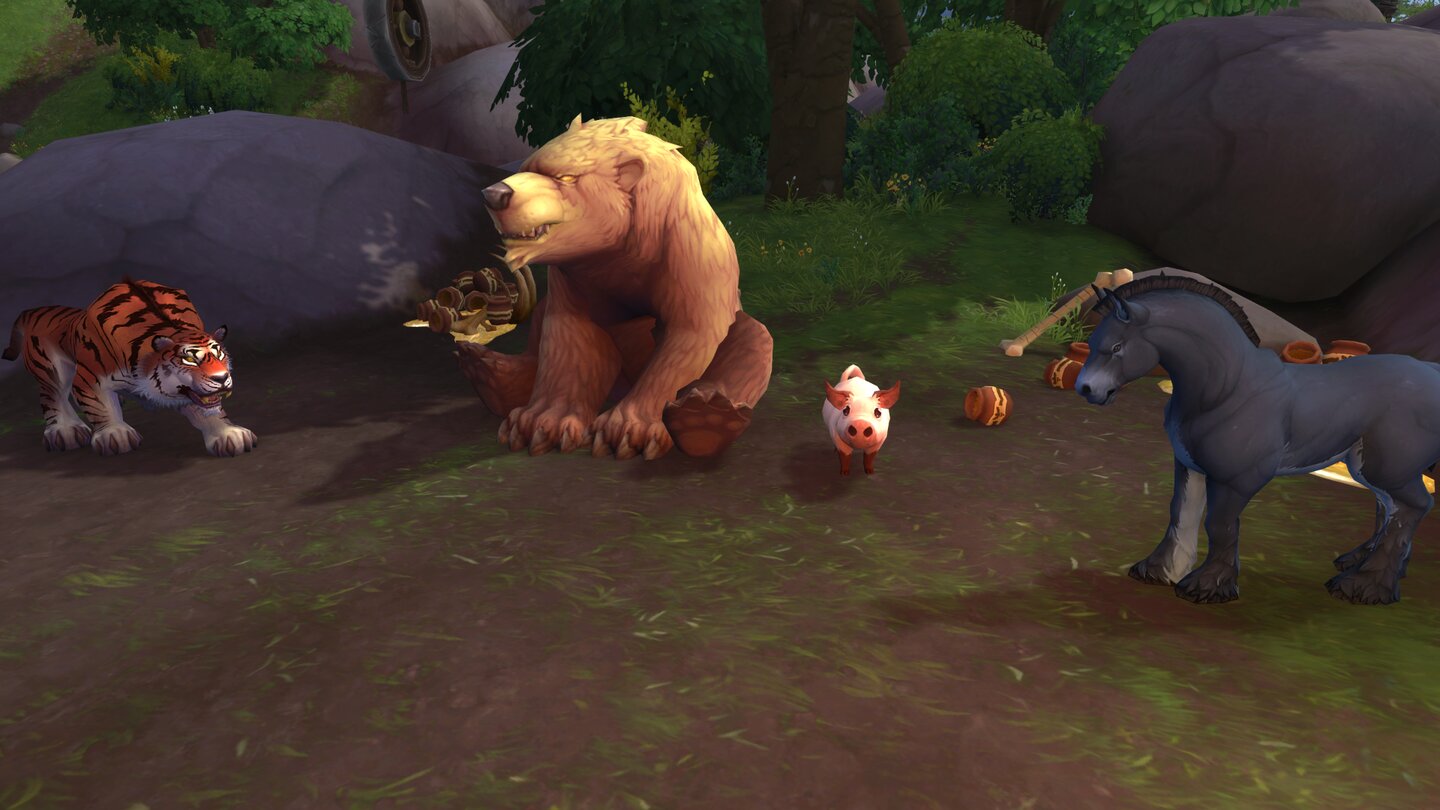 World of Warcraft: Battle for AzerothWas wäre World of Warcraft ohne Easter Eggs. Im Sturmsangtal finden wir eine freundliche Tiergruppe aus einem Schwein, einem Tiger, einem Bären und einem Esel. Eine Anspielung auf Winnie Pooh.