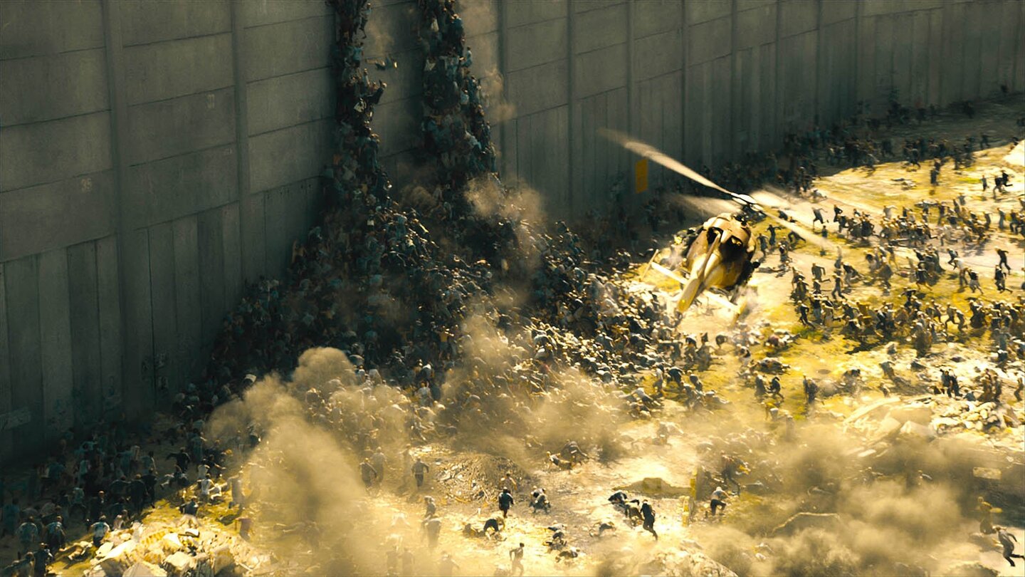 World War ZCool: Zombies türmen sich vor den Schutzmauern Israels zu einem gigantischen Haufen auf, um den Wall zu überwinden.