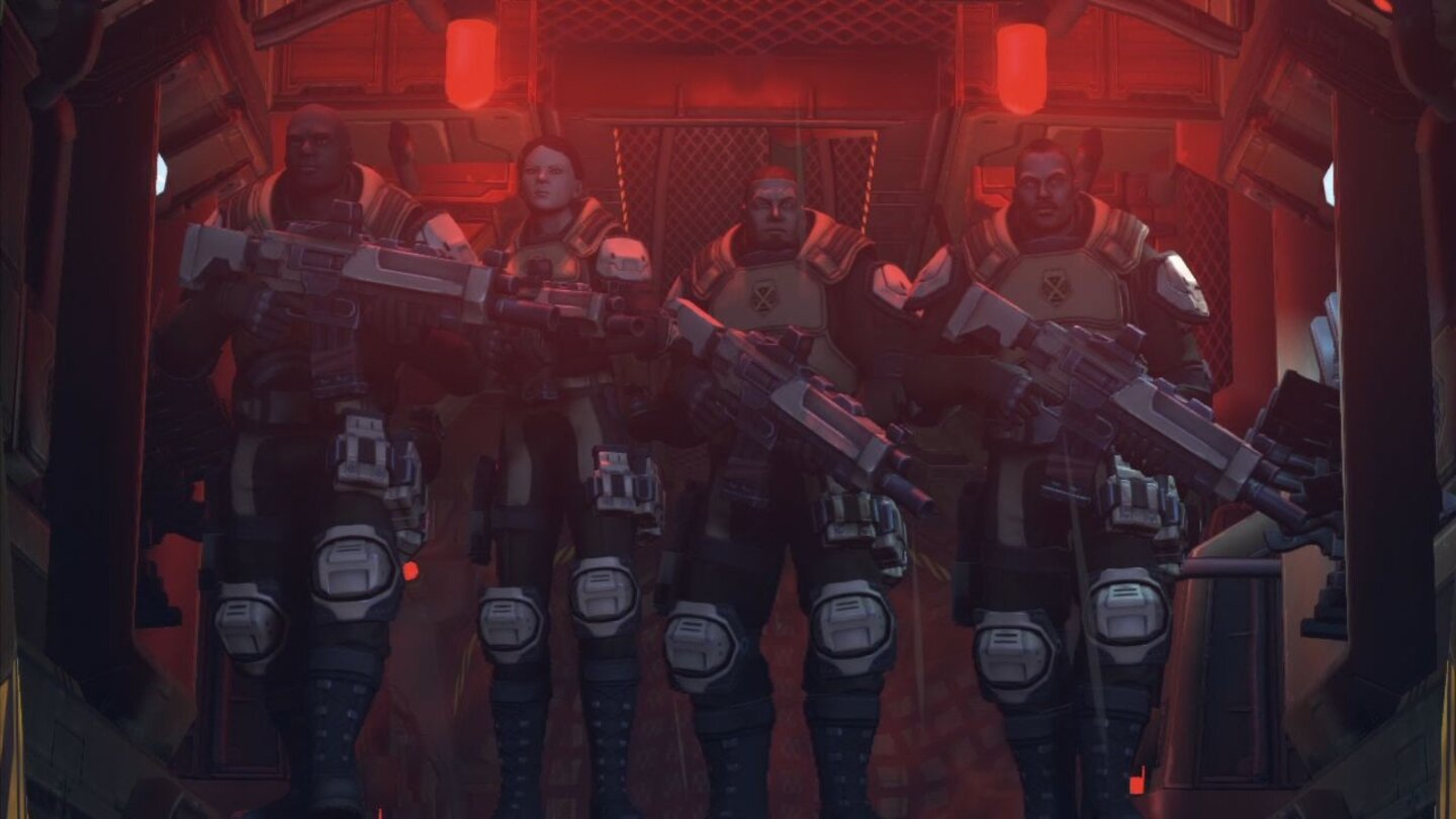 XCOM: Enemy UnknownDiese vier Xcom-Einheiten gehen in der ersten Mission in Deutschland auf die Suche nach den Aliens.