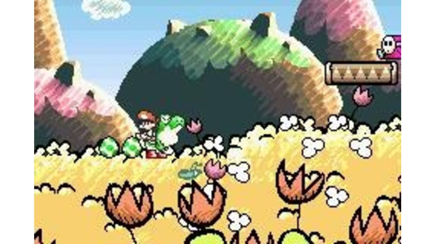 Yoshi swallows various enemies and makes eggs out of them.