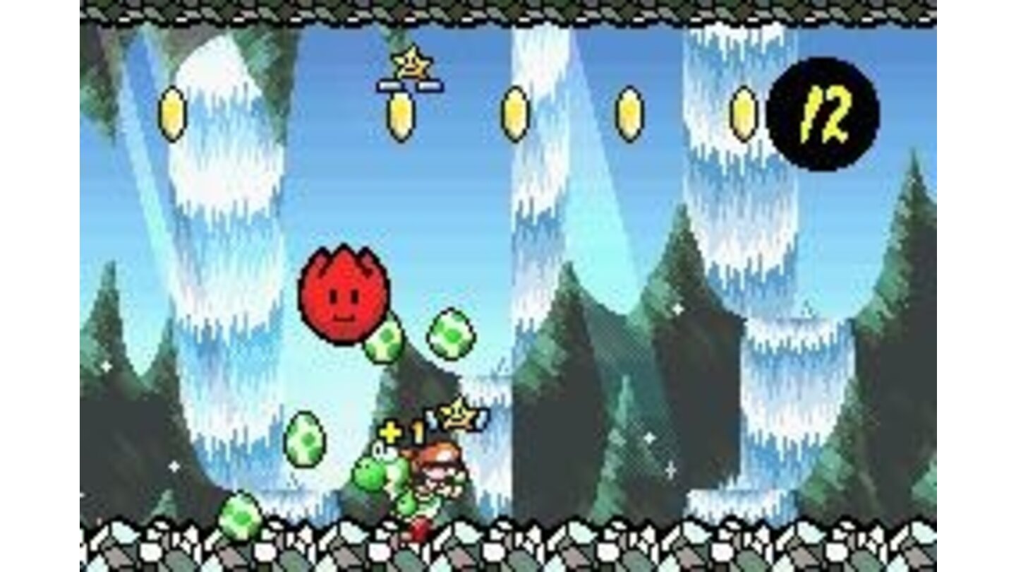 The plant spits out little star dudes and coins when Yoshi throws an enemy or an egg in it.