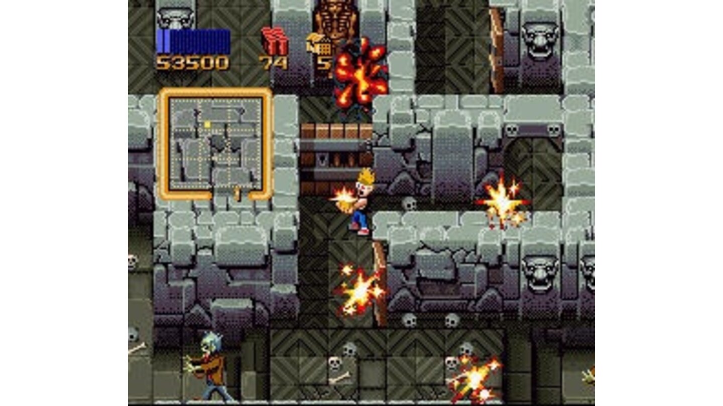 Inside the Castle of Dr. Tongues Zeke uses a power-up that kills every monster on the screen