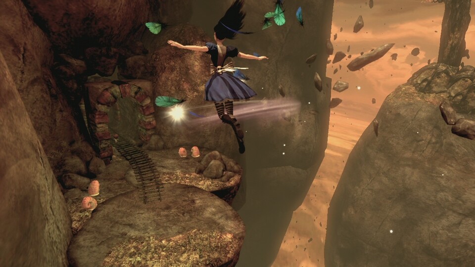 Alice kann kurzzeitig schweben, was die zahlreichen Jump&Run-Einlagen etwas erleichtert. [360]