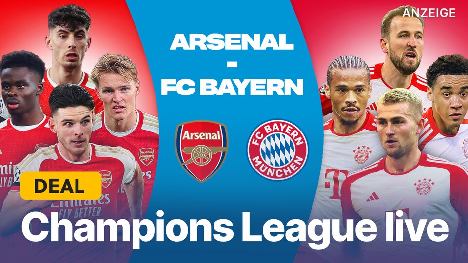 Das Champions League Viertelfinalspiel zwischen Arsenal und dem FC Bayern könnt ihr nur bei Amazon Prime Video live sehen.