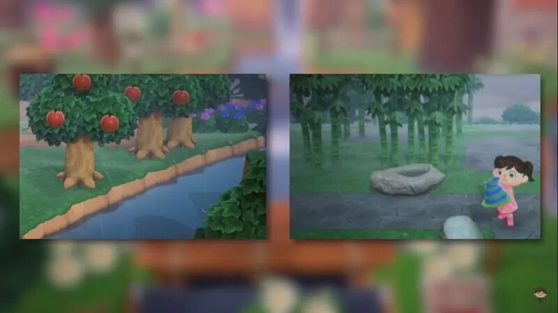 Screenshots der Bäume aus dem Trailer (Bildquelle: YouTube: Animal Crossing)