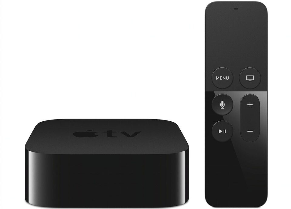 Auch das neue Apple TV ist ein unscheinbares Kästchen, das nur geringfügig höher ist als der Vorgänger. Der Star in der Packung ist die Fernbedienung mit dem Touchpad am oberen Ende.
