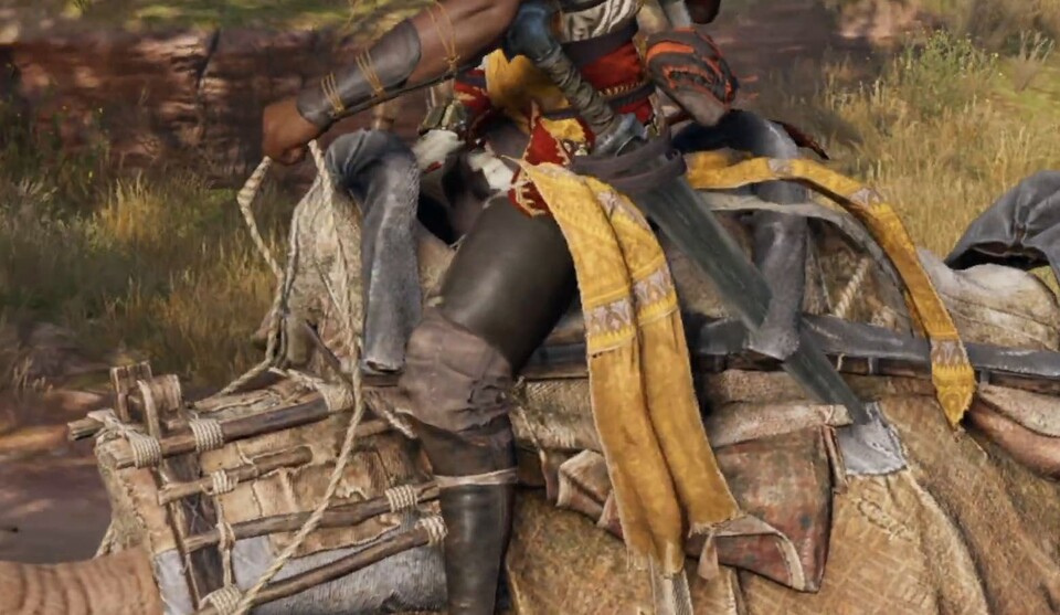 In Assassins Creed: Origins flattert der Stoff von Kleidungsstücken wild umher, die ruckeligen Animationen stören daher umso mehr. (Bildquelle: Digital Foundry)