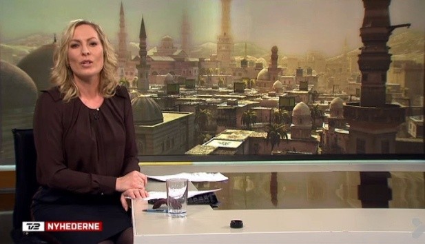 Der dänische TV-Sender TV 2 Nyheder brachte als Hintergrundbild zu einer Meldung über Syrien ein Bild aus dem ersten Assassin's Creed.