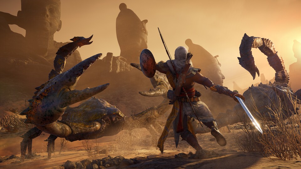 Im zweiten DLC von Assassin's Creed: Origins kämpfen wir unter anderem gegen riesige Skorpione.
