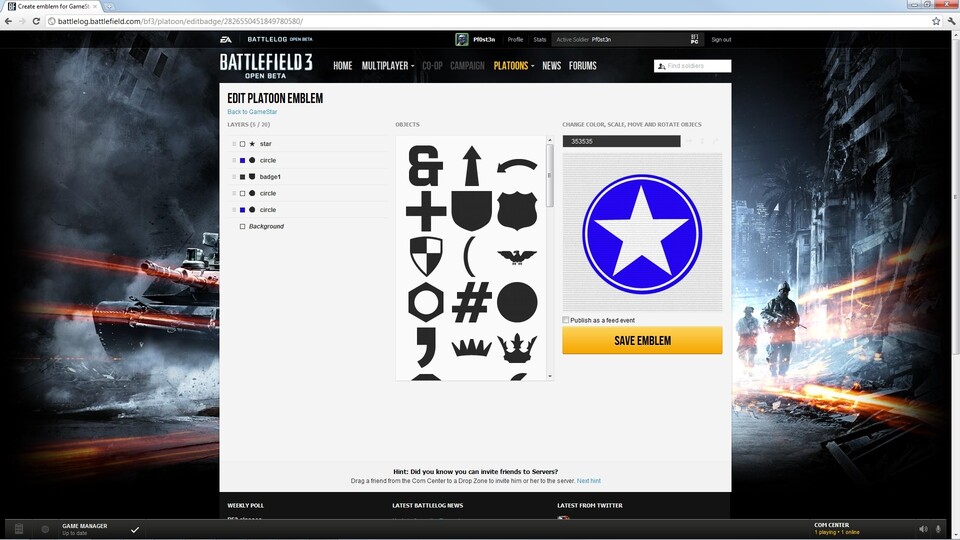 Entwickler DICE schaute sogar beim Browser des Konkurrenten Call of Duty: Elite ab. 
