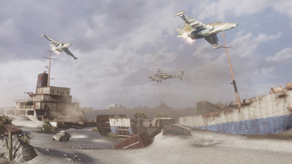 Bad Company 2: Düsenflugzeuge können im Spiel nicht gesteuert werden. Sie tauchen am Himmel auf, wenn Luftschläge geordert wurden.