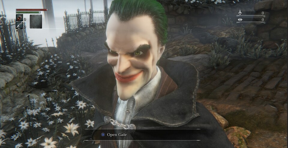 Dieser Joker-Verschnitt treibt zur Zeit in Bloodborne sein Unwesen. Möglich macht das ein umfangreicher Charakter-Editor.