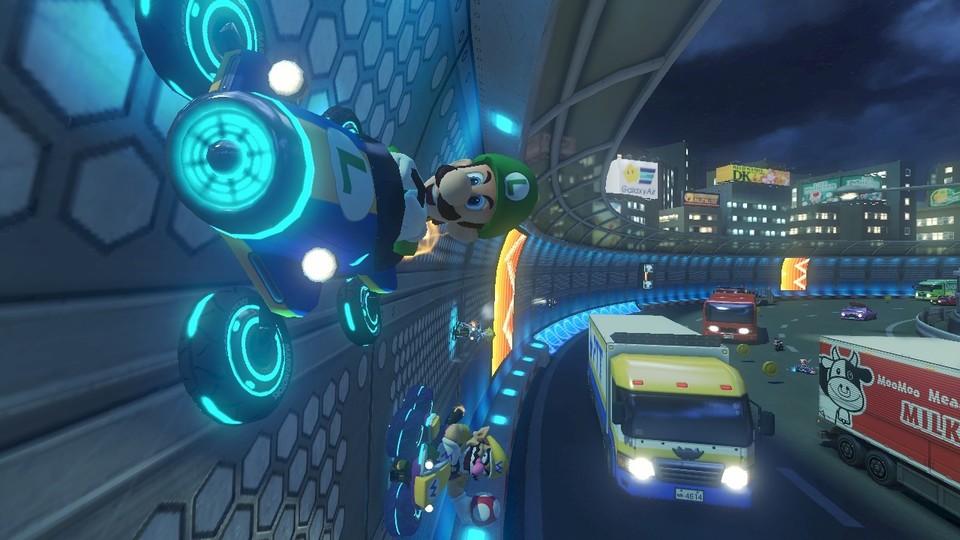 In Mario Kart 8 fahren wir erstmals auch an Wänden und Decken entlang.