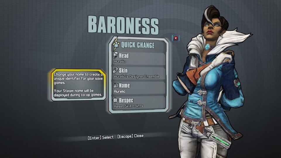 Dieser Screenshot zeigt angeblich den DLC-Charakter Aurelia für Borderlands: The Pre-Sequel.