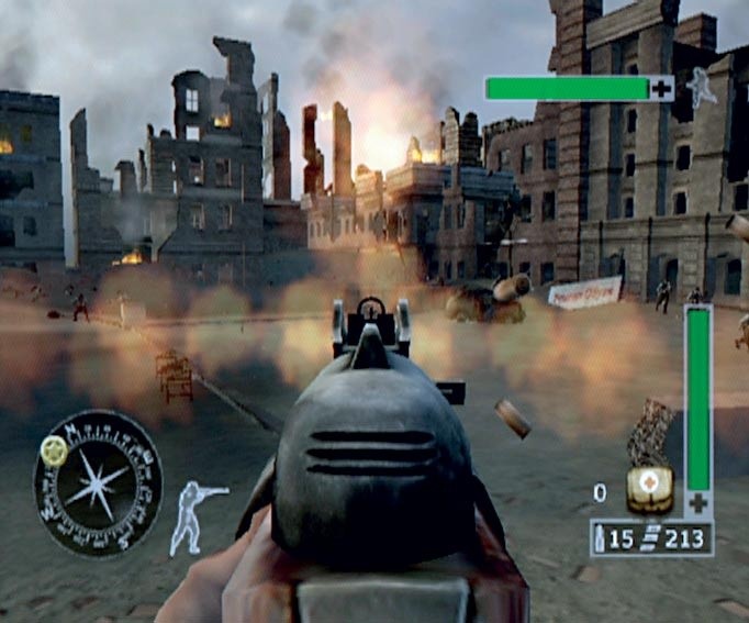 Wenn im Zielmodus zur übergroß dargestellten Waffe noch ein Mündungsfeuer dazukommt, sieht man den Feind fast überhaupt nicht mehr. Screen: Xbox