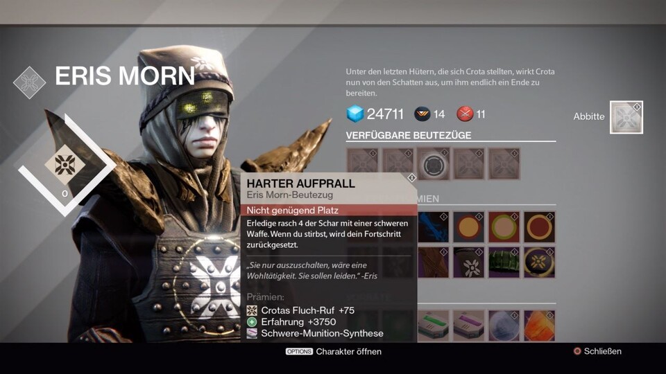 Eris Morn versorgt uns im Turm als neue Händlerin mit frischen Aufträgen, Bounties und Items.