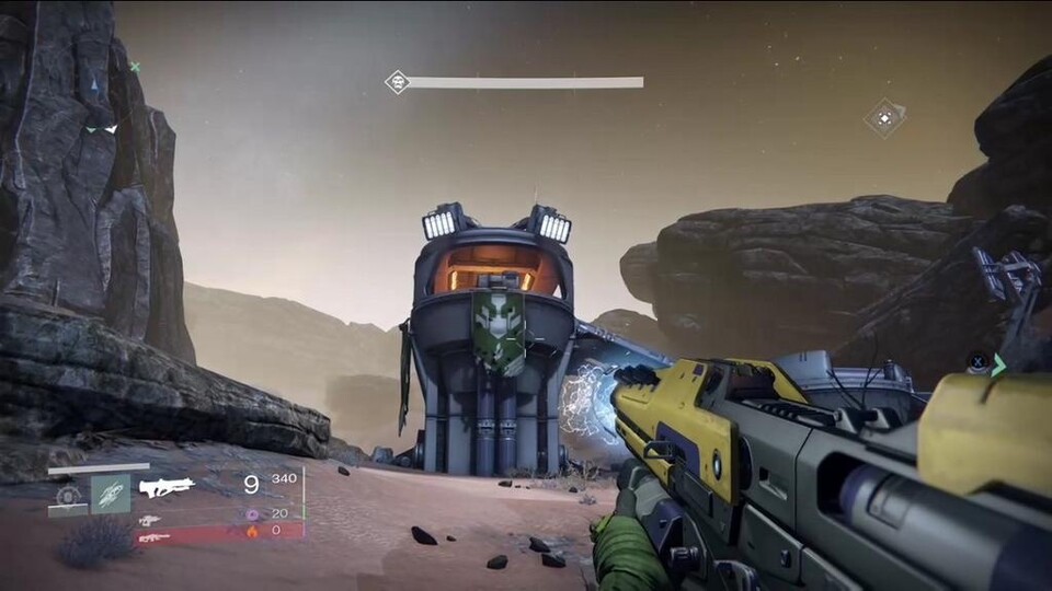 Ein Wachturm auf dem Mars im Science-Fiction-Shooter Destiny erinnert frappierend an den Helm des Master Chief aus Halo.