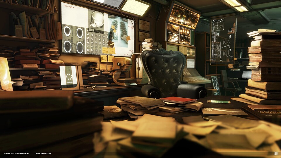 Das nachgebaute Büro von Dr. Morgan Reed aus dem Action-Rollenspiel Deus Ex: Human Revolution.