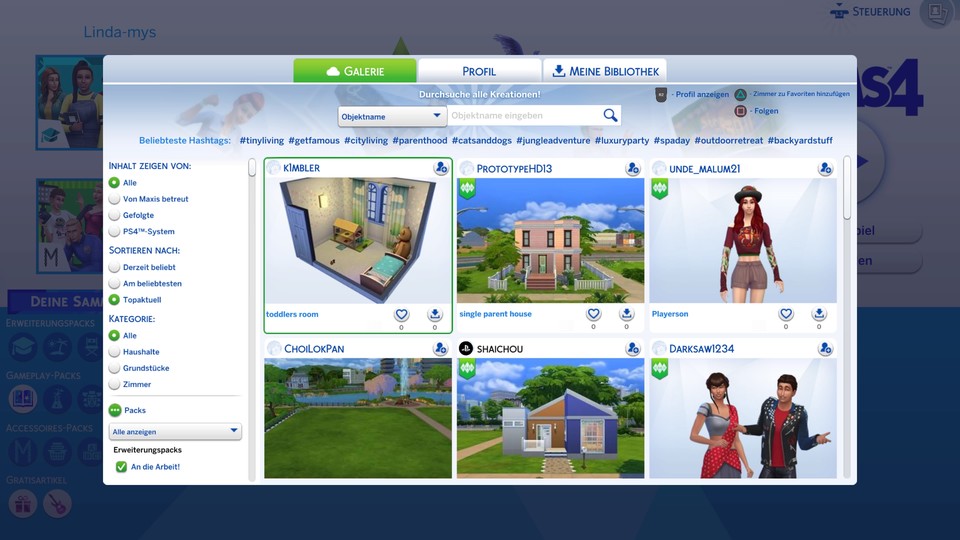 Die Sims 4-Galerie stellt euch Unmengen an Inhalten zur Verfügung.