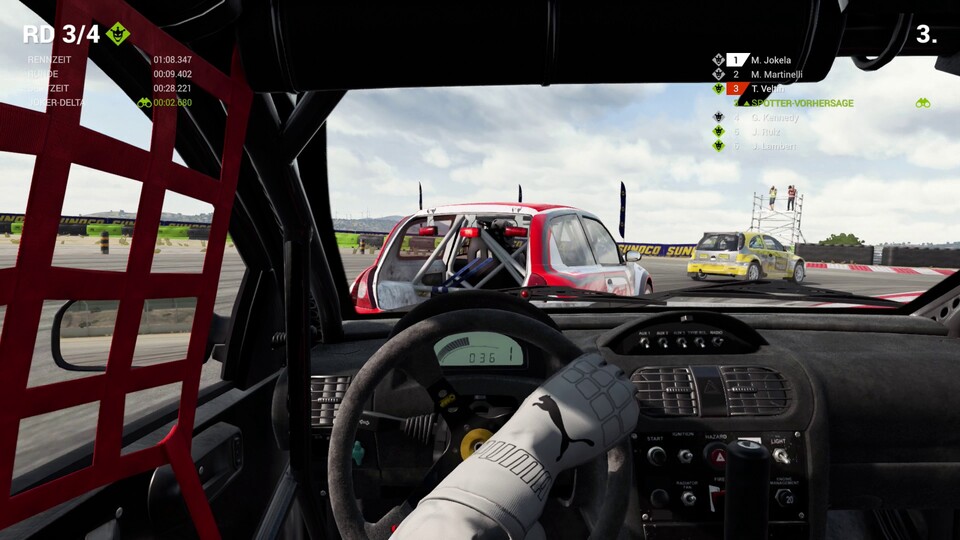 Die Cockpitperspektive spielt sich gewohnt intensiv, hieraus lassen sich auch gut Schäden an den Gegnerfahrzeugen beobachten.
