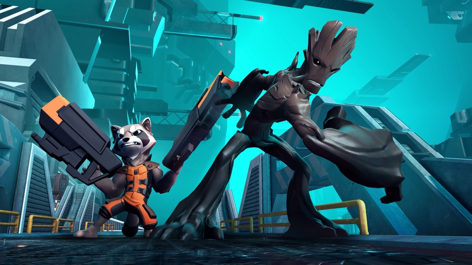 Rocket Raccoon und Groot funktionieren vor allem im Koop wunderbar zusammen: die beiden haben besondere Gemeinschaftsattacken.