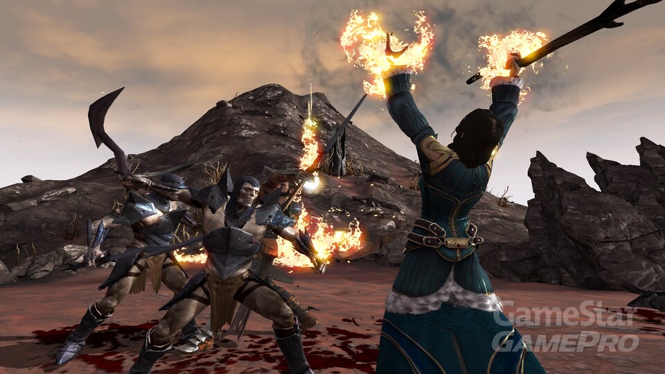 Dragon Age2: An Hawkes Seite kämpft seine Schwester Bethany, eine Magierin.