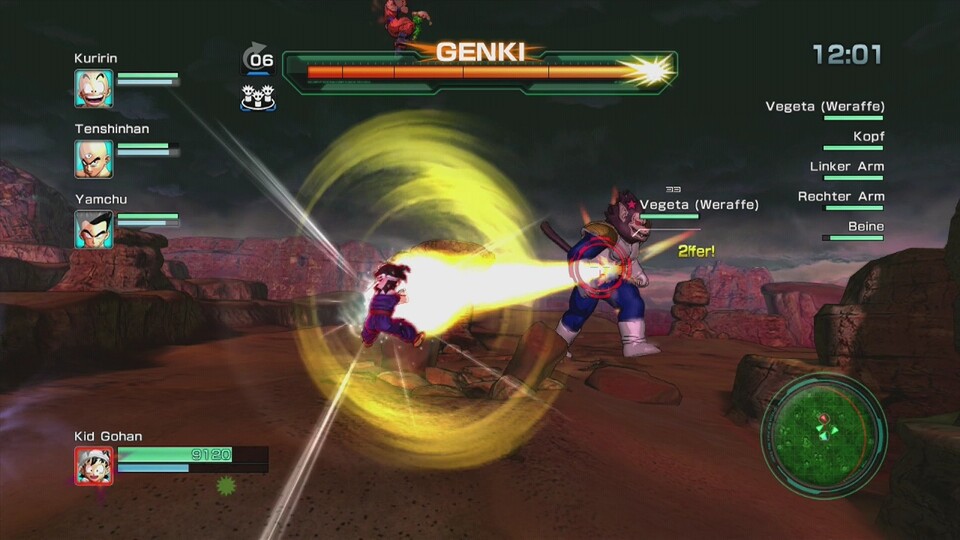 Dragon Ball Z : Ab und zu kämpfen wir auch gegen größere Gegner. Die halten zwar mehr aus, lassen sich aber ansonsten wie jeder andere Feind niederstrecken.