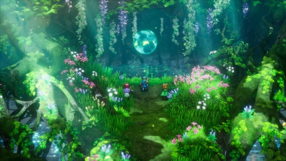 Im Dragon Quest 2 Remake seid ihr mit drei Helden unterwegs und reist durch teils märchenhafte Landschaften.