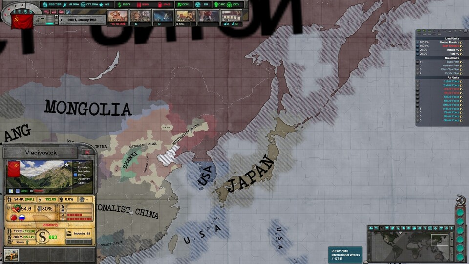 Besonders genau achten die chinesischen Zensoren auf die ihrer Ansicht nach »historisch korrekte« Darstellung asiatischer Länder wie hier in East vs. West: A Hearts of Iron Game.