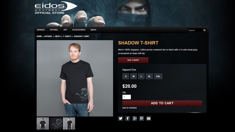 Im Web-Shop von Eidos Montreal lassen sich vor allem Bekleidungsstücke und Zubehör zu den Marken Deus Ex und Thief erwerben.