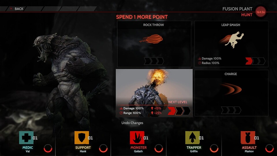 Der Monster-Spieler darf zu Beginn jeder Runde aus vier Spezialangriffen wählen.