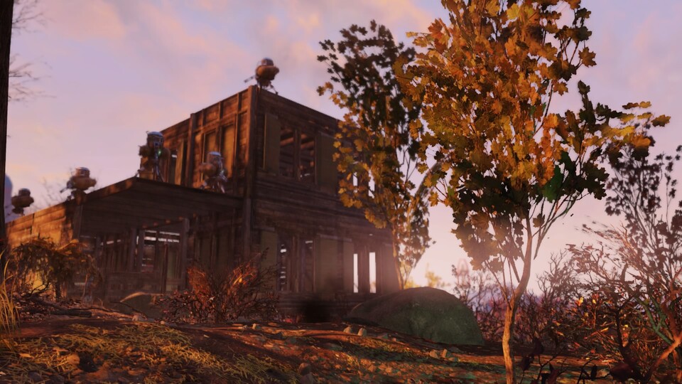 Die eigenen vier Wände! Wie in Fallout 4 dürfen wir auch hier nach Herzenslust bauen. Teammitglieder dürfen unsere Camps sogar mitbenutzen.
