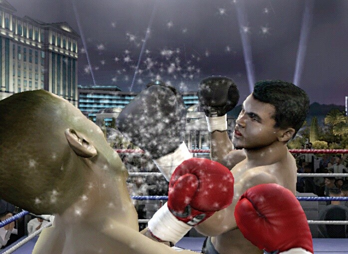 »Der Grösste« in Aktion. Hier seht ihr Muhammad Ali, der gerade im Caesar's Palace antritt. Screen: Playstation 2