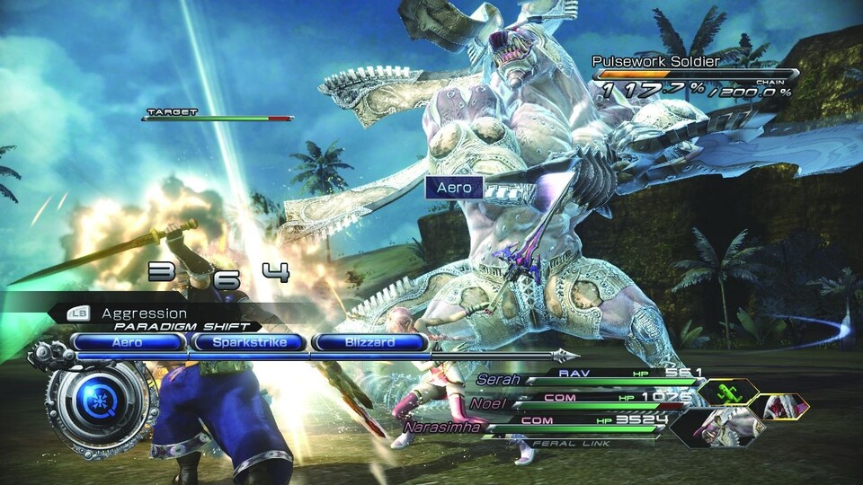 Bombastisch: die Kämpfe sehen noch spektakulärer aus als im Vorgänger. Grafisch legt Final Fantasy XIII-2 noch eine Schippe drauf.
