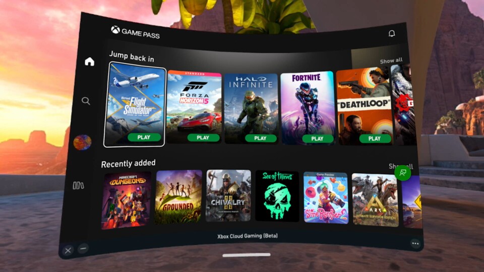 Xbox Cloud Gaming lässt euch den Game Pass auch auf die Meta Quest streamen.