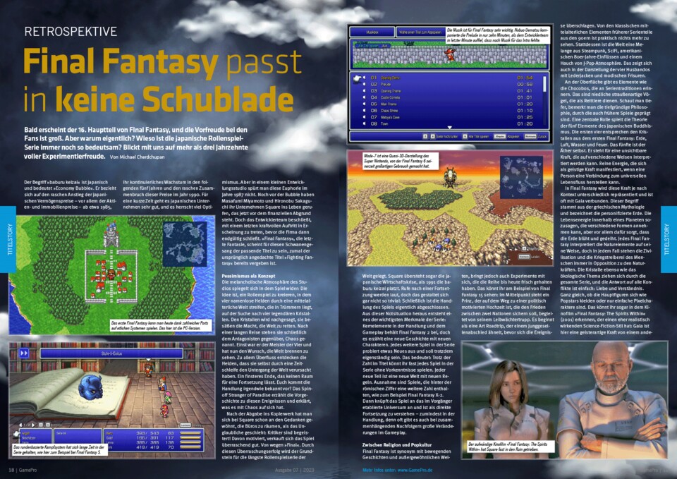 In der Titelstory lest ihr alles zu Final Fantasy 16. Zusätzlich könnt ihr euch auf eine große Serien-Retrospektive freuen.