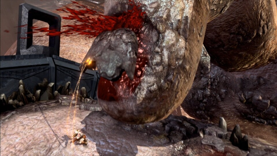 God of War 3: Maniküre mal anders: Im Kampf gegen den Titanen Kronos rupft ihr ihm einen Fingernagel aus. [PS3]