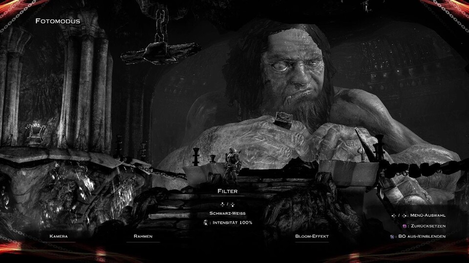 God of War 3 Remastered bietet einen rudimentären Fotomodus inklusive Bilderrahmen und Farbfilter.