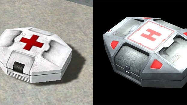 Health Packs in den alten Halo-Spielen (links) vs. in den neuen (rechts)