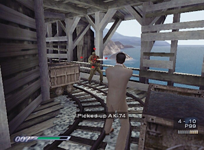 Niedergeschossene Gegner lassen ihre Waffen fallen, die ihr einsammeln und selbst benutzen dürft. Screen: Playstation 2