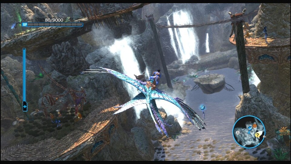 Avatar: Der Ritt auf der Na'vi-Flugechse sieht zwar hübsch aus, steuert sich aber katastrophal. [PS3]