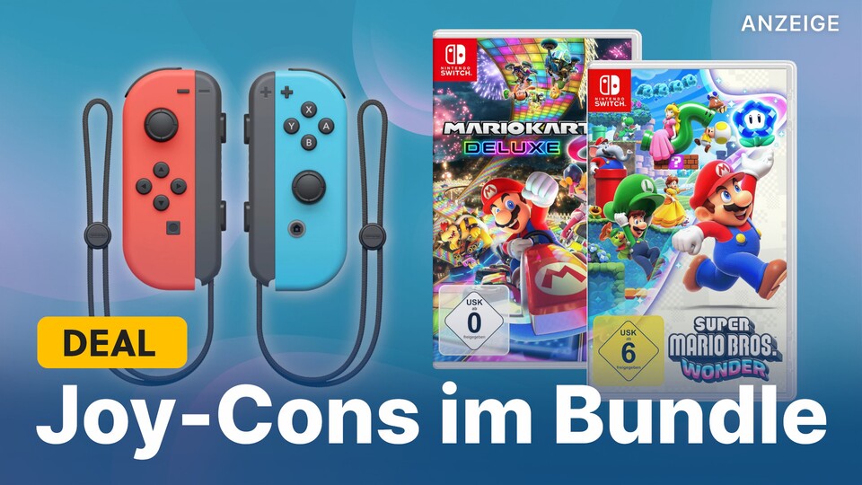 Die Joy-Con Controller könnt ihr euch jetzt günstig im Bundle mit einem von drei Switch-Exklusivhits sichern, darunter zwei Mario-Spiele.