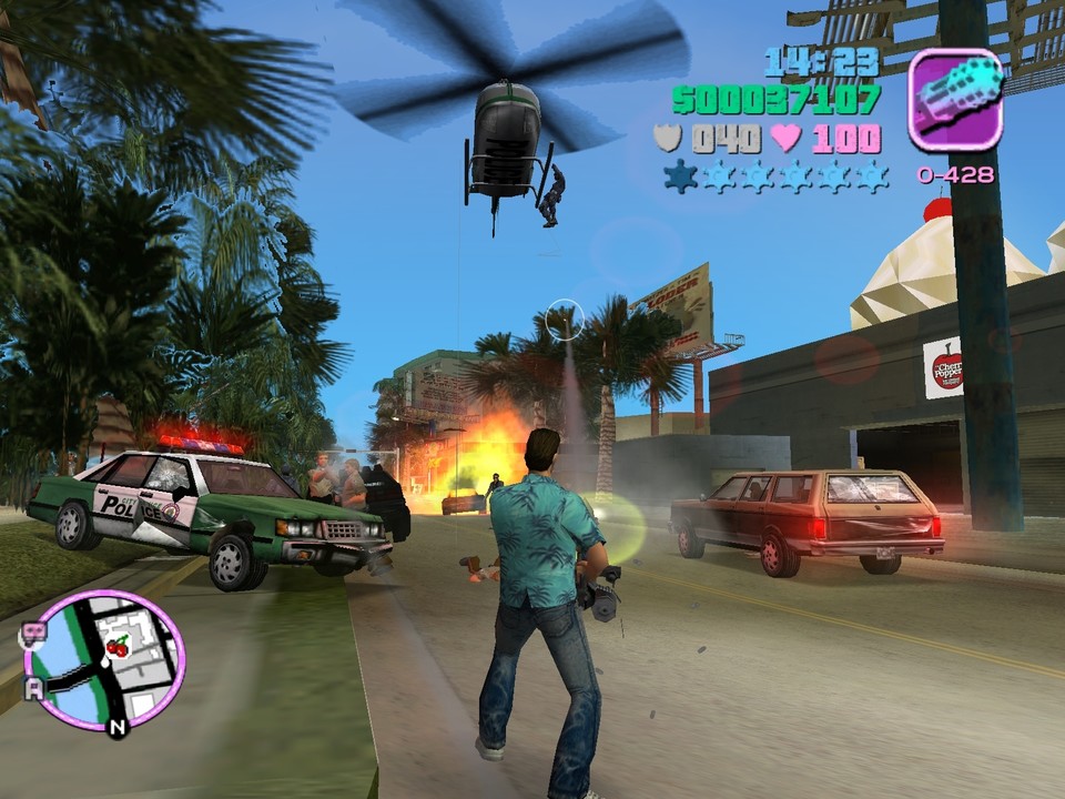 Die iOS- und Android-Umsetzungen von GTA: Vice City sehen zwar schick aus, spielen sich wegen fehlender Tasten aber hakelig.