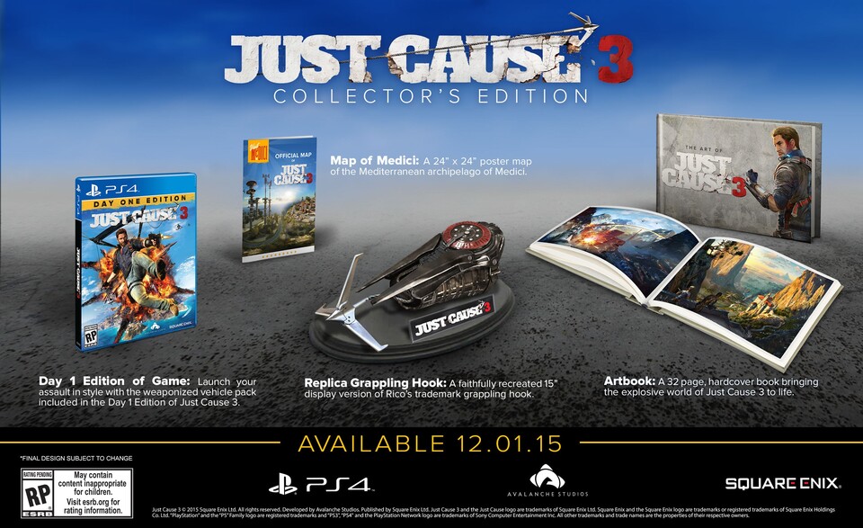 Die 110 Dollar teure Collector's Edition von Just Cause 3 bietet zahlreiche Extras.
