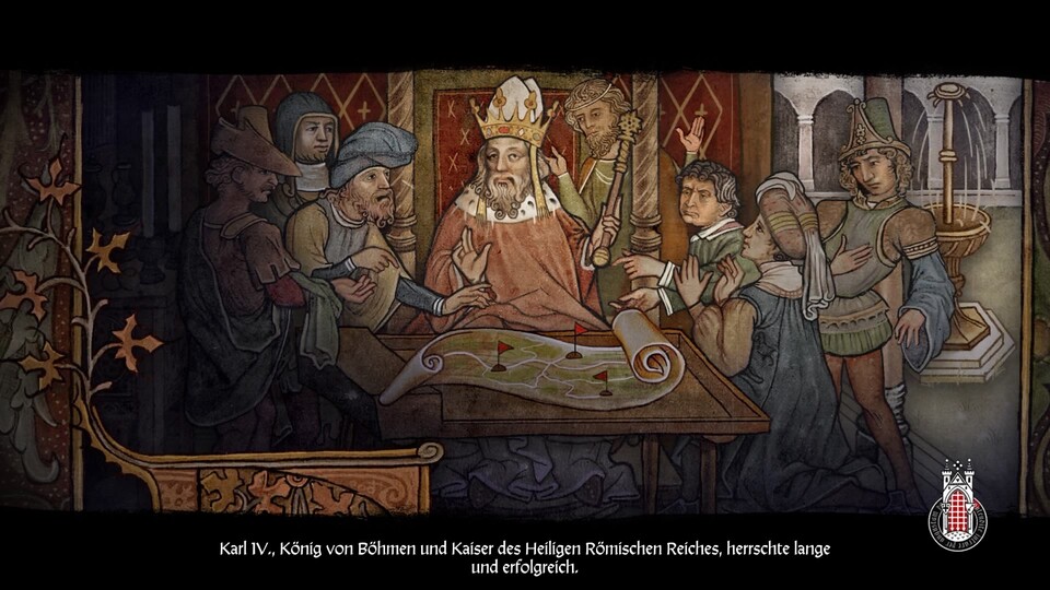 Ein schön illustriertes Intro erklärt uns, wie es zum Konflik zwischen Wenzel und Sigismund kam.