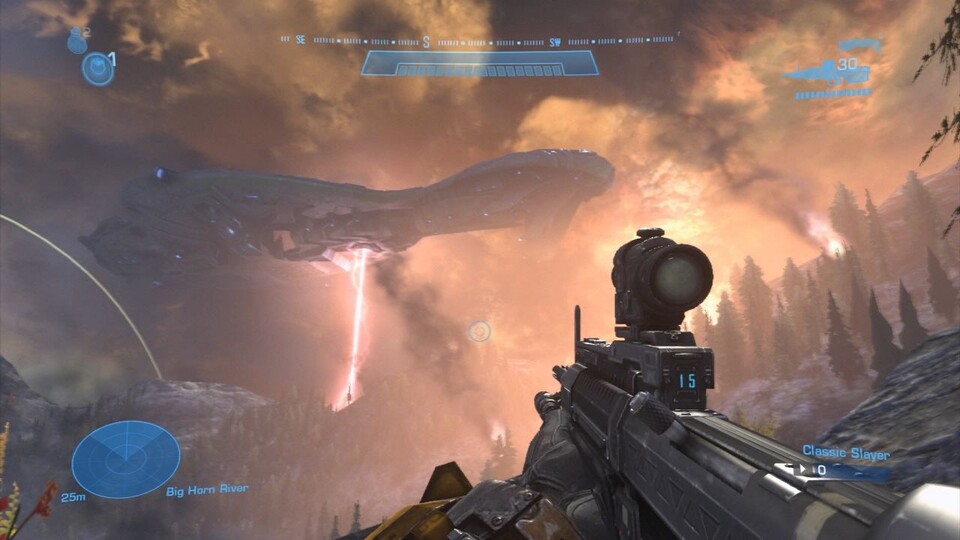 Halo Reach: Defiant: Grafisches Highlight. Die Alien-Kreuzer auf Highlands.