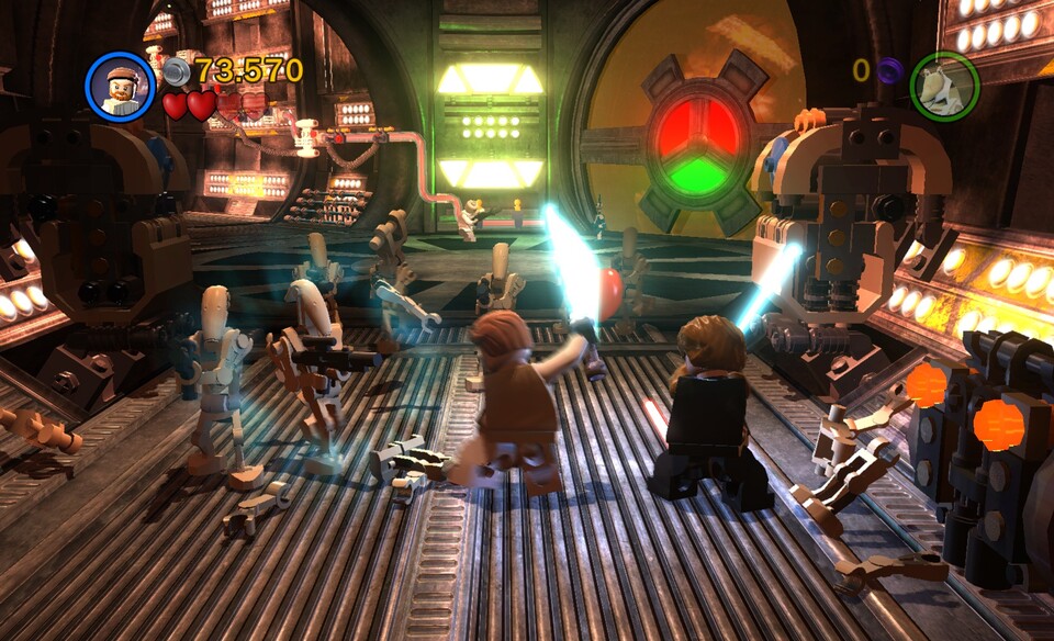 Obi-Wan und Anakin freuen sich über die anstürmenden Droiden, wir uns über die neuen Lichteffekte und deutlich schärferen Texturen.