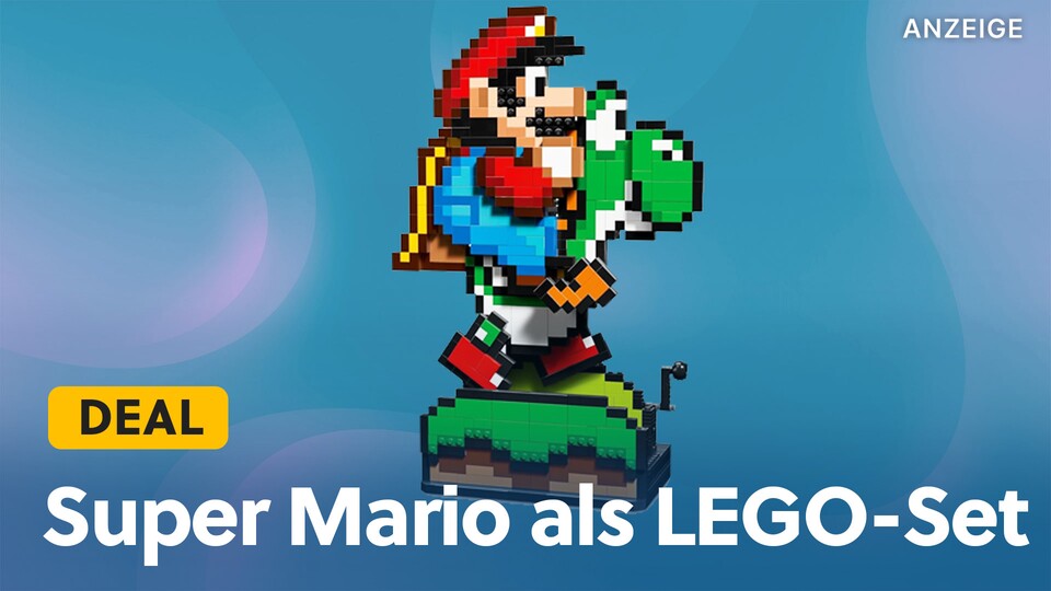 Mario und Yoshi rocken dieses LEGO-Set gemeinsam in feinster Pixel-Optik.